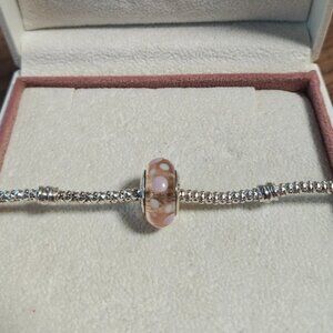 Authentic Retired Sterling Silver Pink Bubbles Murano Glass Bead - 790694